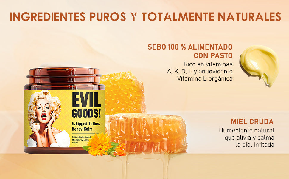 Crema de Sebo de Res y Miel | Evil Goods 100% Original