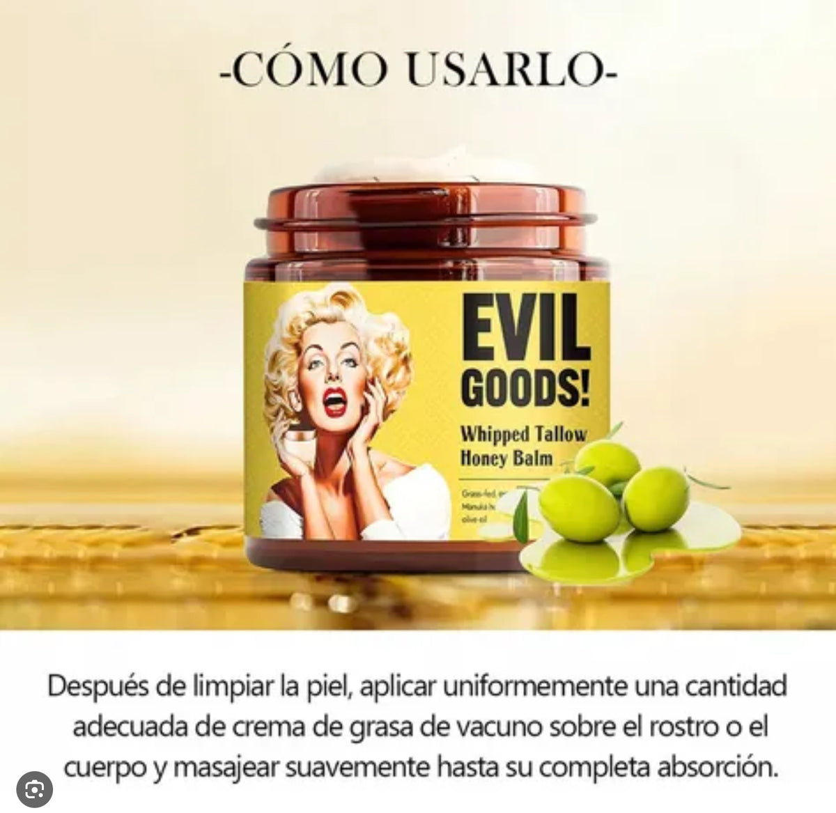 Crema de Sebo de Res y Miel | Evil Goods 100% Original